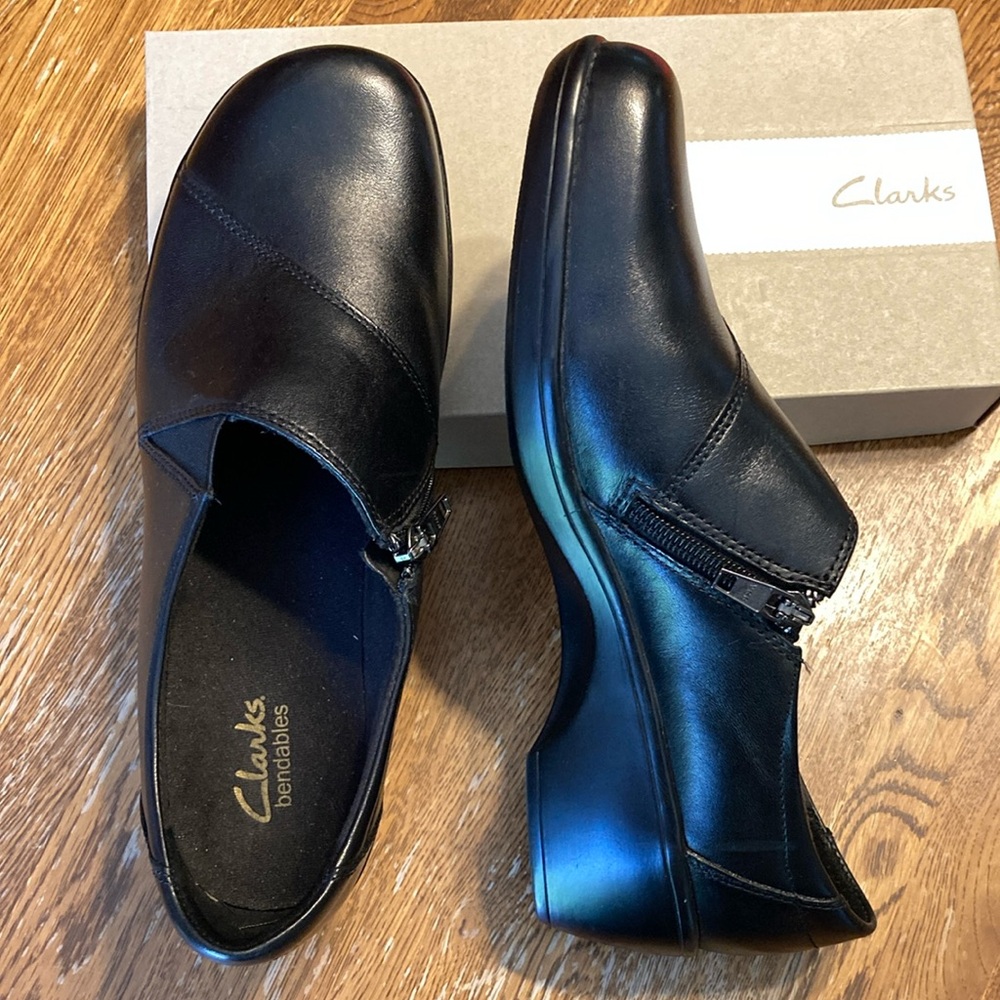 Clarks Black Leather Shoes - New